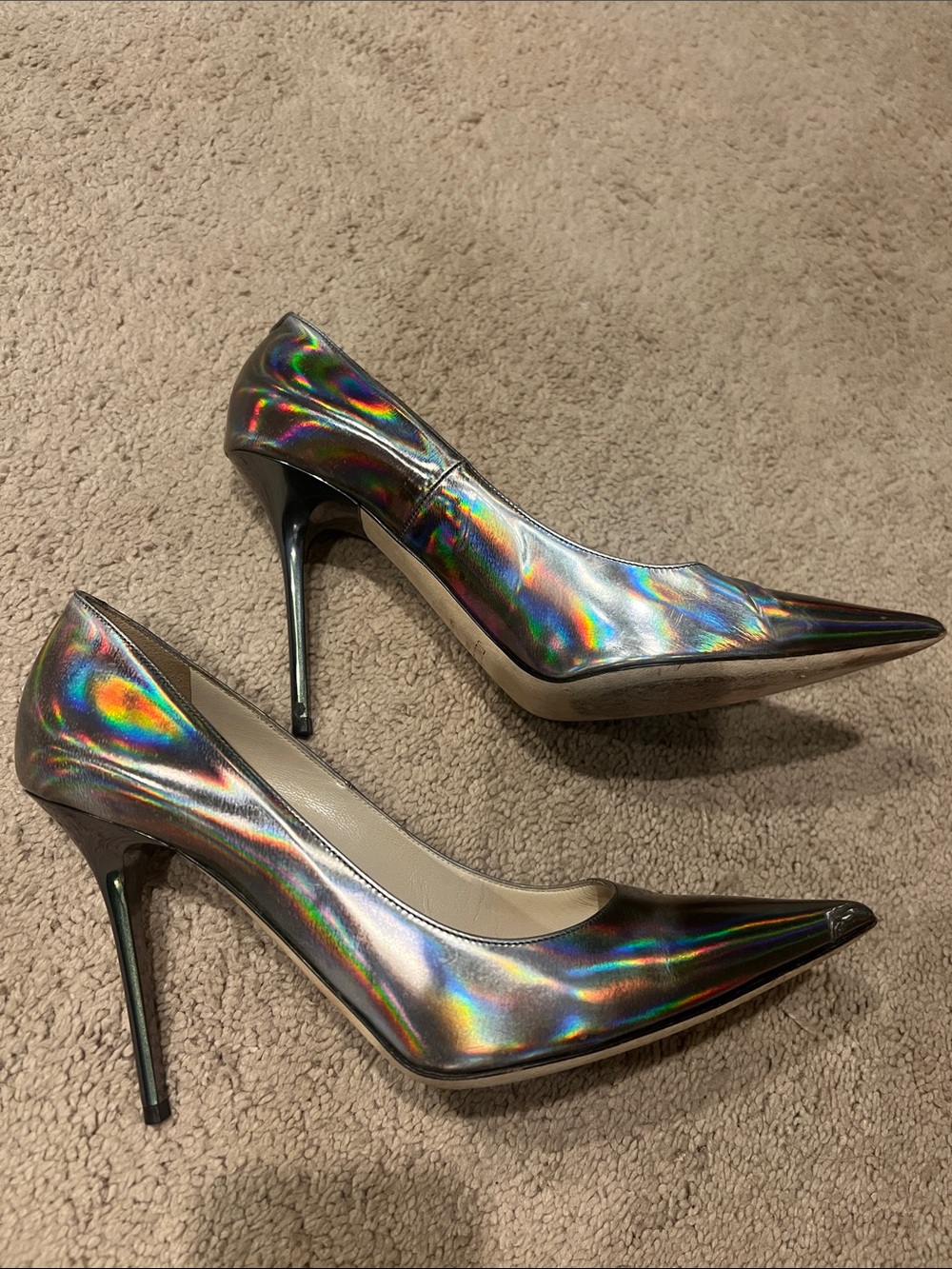 Jimmy Choo Iridescent Holographic Pointed-Toe Pumps 39.5 - Picture 2 of 6